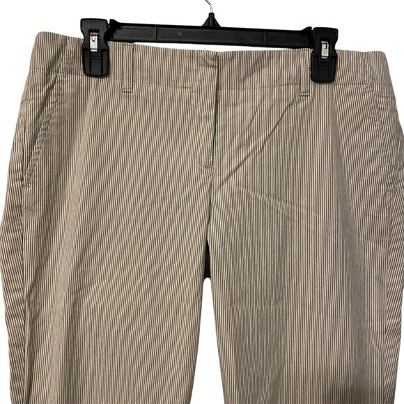 Theory Tan Cream Cotton Pinstripe Striped Bootcut Pants Style 60104224 Size 12 - Picture 3 of 7